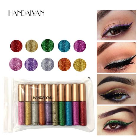 Handaiyan 10pcs Eyeliner Glitter Set Eye Waterproof Makeup Liner