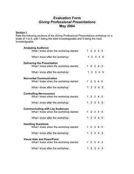 19 Powerpoint Presentation Evaluation Form Free To Edit Download