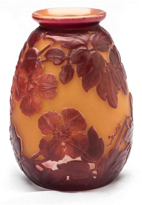 Emile GallÉ Mold Blown Cameo Glass Clematis Vase