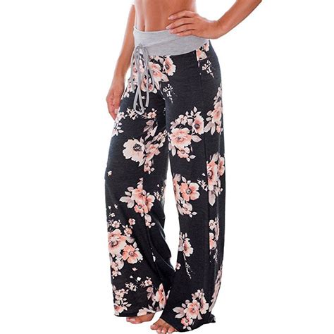 plus size women sleep bottoms floral print pajama pants loose elastic waist casual pyjamas home