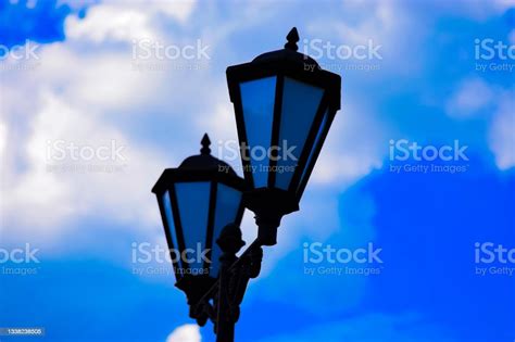 Double Vintage Street Light Sky Background Stock Photo Download Image