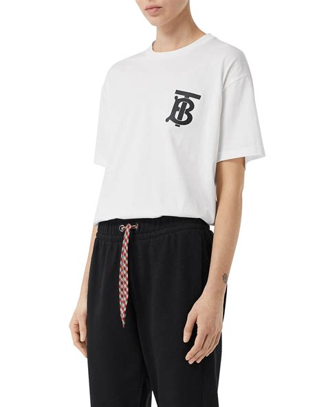 Burberry Emerson Oversized T Shirt With Tb Monogram White Neiman Marcus