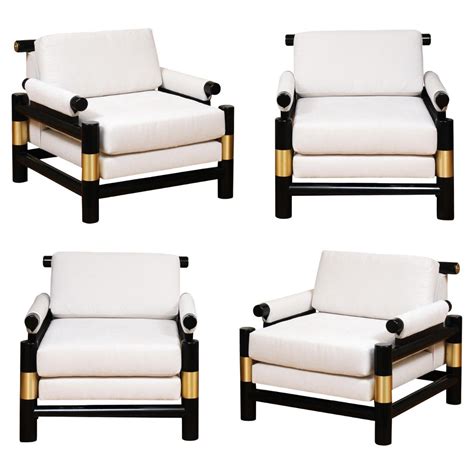 Breathtaking Pair Of Modern Floating Pagoda Club Chairs By Baker Circa