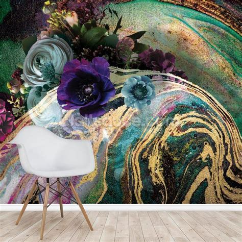 Marble Floral New Master Mural By Lara Skinner Wallsauce Au Mural