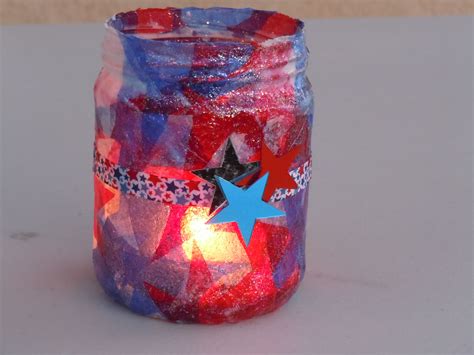 Recycled Jar Covered In Tissue Paper Using Modge Podge Added Ribbon