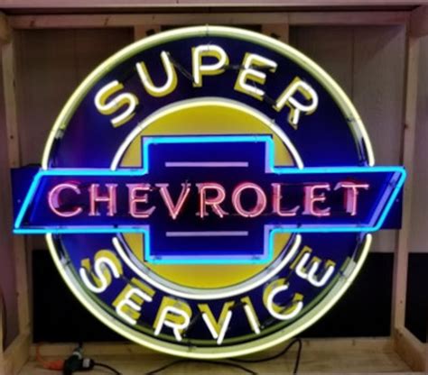 Chevrolet Neon Sign Super Service Signs Chevy Neons Etsy
