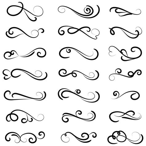 Vector Illustration Set Of Border Calligraphic Design Elements And