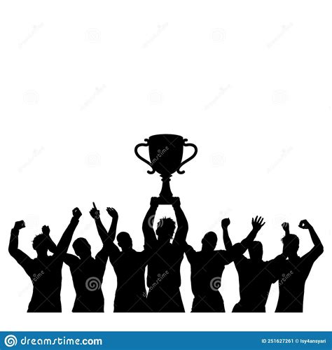 Champion Winning Trophy Celebrating Silhouette Stock Vector