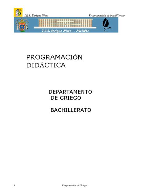 Programación De Griego Para 1o Y 2o De Bachillerato En El Ies Enrique Nieto Pdf Lengua
