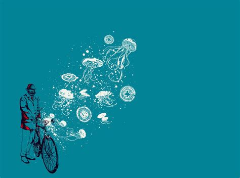 Bicycles Illustrations Octopus Jellyfish Wallpapers Hd