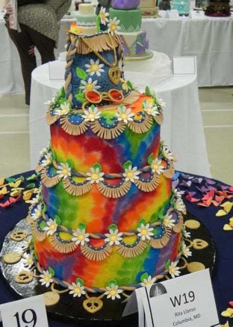 In some parts of england, the wedding cake is served at a wedding breakfast; 60s themed tye dye cake | Things that make you go hmmmm ...