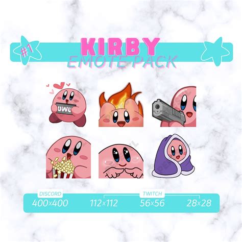 Kirby Emote Pack 1 Discord Twitch Instant Download Etsy