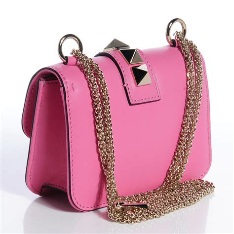 Valentino Calfskin Lock Micro Mini Shoulder Bag Pink 75789