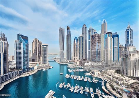 Dubai Marina City Skyline In The United Arab Emirates High Res Stock