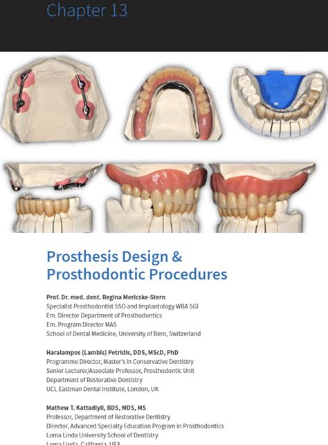 Pdf Prosthesis Design And Prosthodontic Procedures