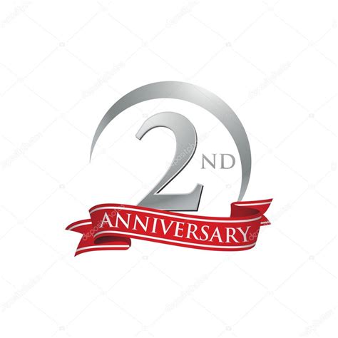 2nd Anniversary Ring Logo Red Ribbon Stock Vector Image By ©ariefpro
