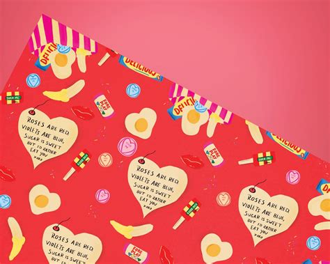 Naughty Wrapping Paper Sweets Valentine T Wrap Retro Etsy