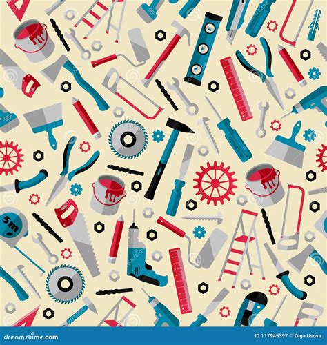 Working Tools Background Labor Day Seamless Pattern Stock Vector