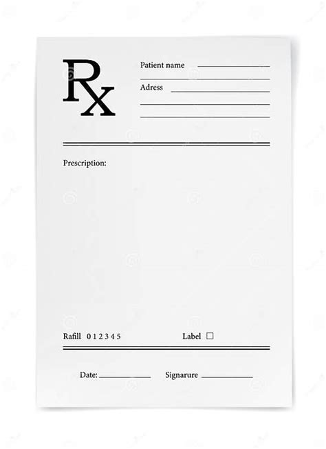 Medical Prescription Rx Form Paper Sheet Template Stock Vector