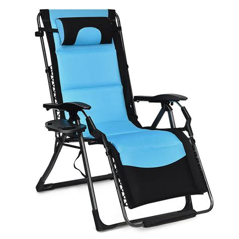 Casainc Folding Padded Zero Gravity Metal Outdoor Lounge Chair Hyo75ny The Home Depot