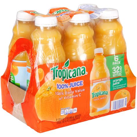 Tropicana 100 Orange Juice 6 32 Fl Oz Plastic Bottles