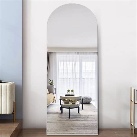 Pexfix 65 In X 22 In Modern Arched Shape Framed White Standing Mirror