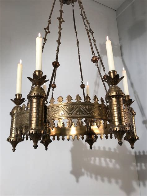 Antique Bronze And Brass Castle Tower Design Gothic Revival Candle