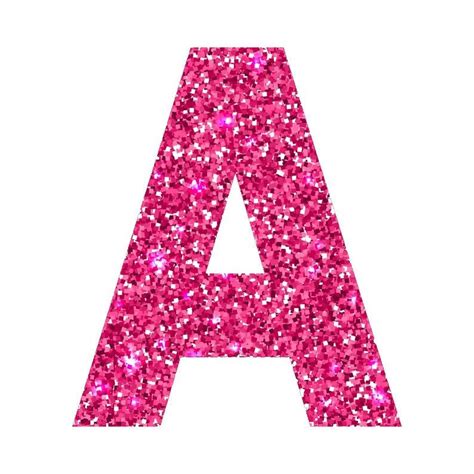 A Pink Glitter Letter On A White Background