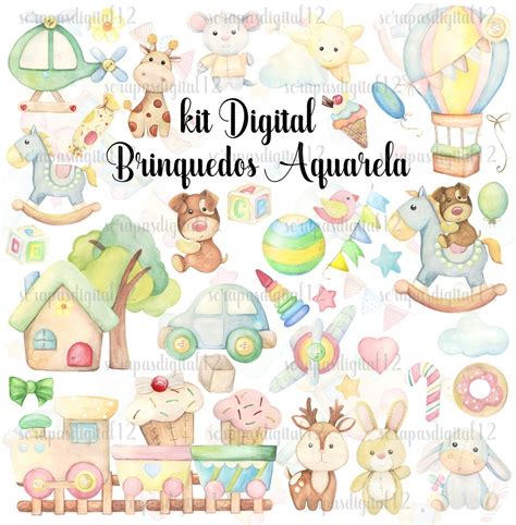 Kit Digital Brinquedos Aquarela Elo7 Produtos Especiais