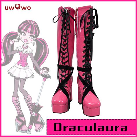 Uwowo Monster High Cosplay Shoes Draculaura Shoes Pink Boots Uwowo