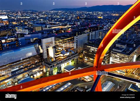 Kyoto City Night In Japan View From Kyoto Tower Stock Photo Alamy