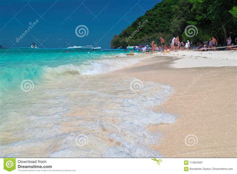 Landscape Exotic Tropical Beach With Holidaymakers People Transparent