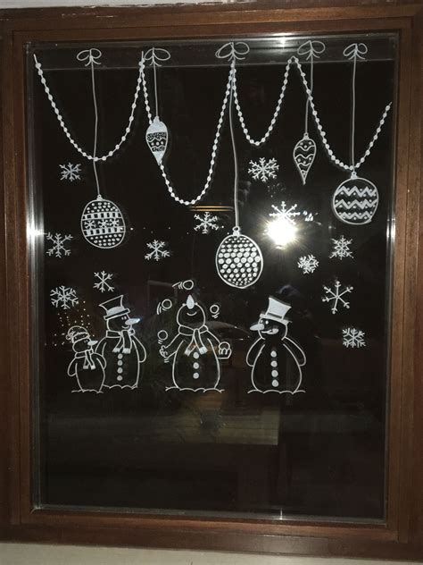 Kreidestift Schneemann Fensterdekoweihnachten Christmas Chalkboard