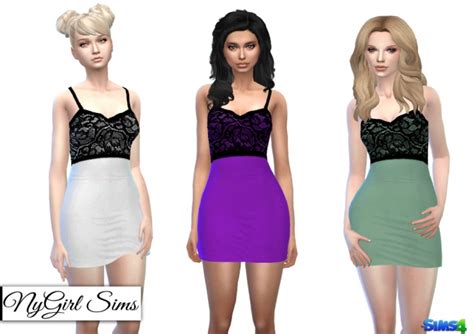 Mini Dress With Curved Black Lace Tank At Nygirl Sims Sims 4 Updates