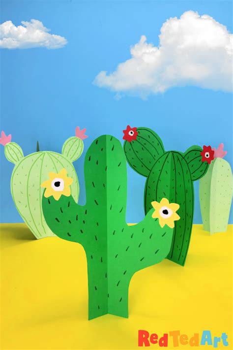 3d Paper Cactus Decoration For Cinco De Mayo Red Ted Art Easy Crafts