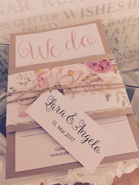 Was es noch zu beachten gibt, erfährst du in unseren dos und don'ts. Einladungskarten für Hochzeit Vintage mit Aquarell Blumen , watercolor, Kordel und Kraft Papier ...