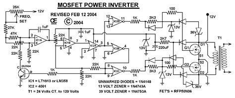 This inverter schema works with a transistor and transformer and other components to increase the voltage becomes high. 1000 Watt Power Inverter Schematic | Diagram for Reference