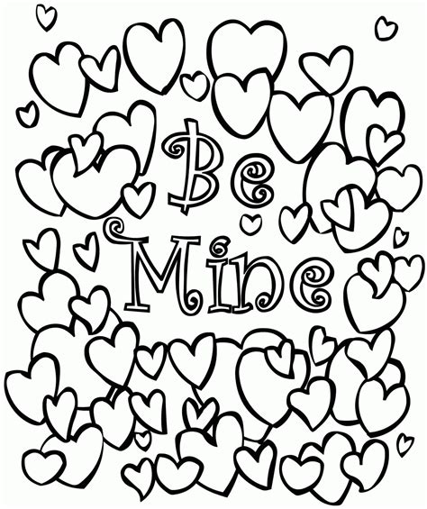 Printable Valentine Color Pages Happy Valentines Day Coloring Page Be