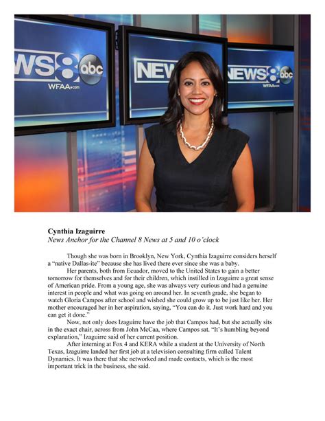 Cynthia Izaguirre News Anchor For The Channel 8 News At 5 And 10 O