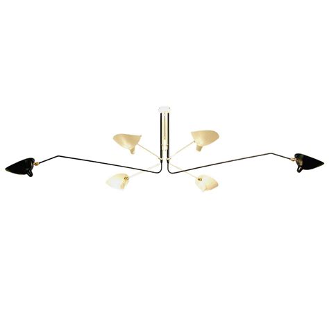 Serge Mouille Designed Ceiling Lamp With Six Rotating Arms In Black And