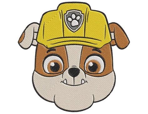 Paw Patrol Rubble Face Embroidery Design Paw Patrol Birthday Rubble