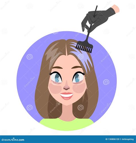 Woman Color Hair With Dye And Brush Stock Vector Illustration Of Hair