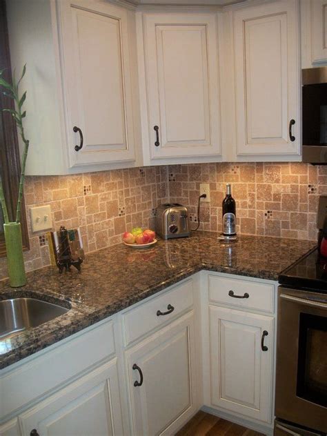 White Kitchen Cabinets Baltic Brown Granite Countertop