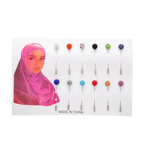 dcee rhinestone muslim hijab pins islamic scarf safety pins mixed colors crystal disco ball