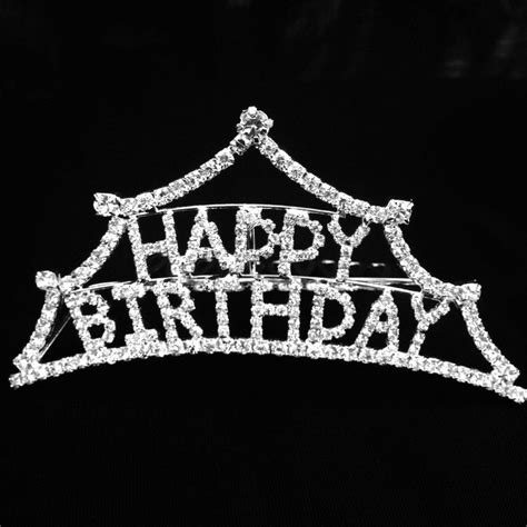 Crystal Rhinestone Happy Birthday Tiara Crown Comb For Etsy