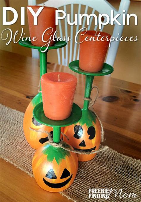 diy pumpkin wine glass centerpieces