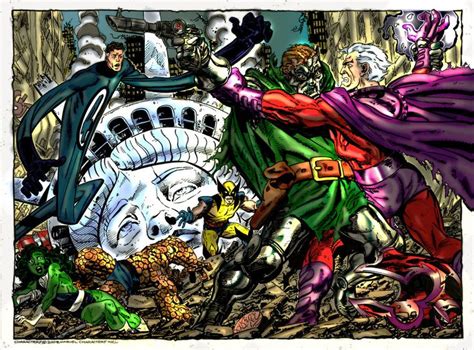 Doctor Doom Vs Magneto Marvel Villains Cartoon Artwork John Byrne