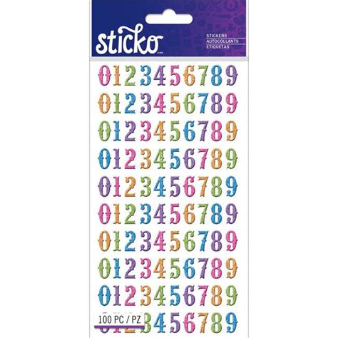 Sticko Numbers Stickers Bright Glitter