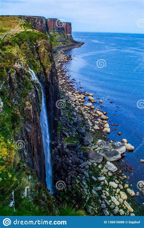 Kilt Rock Waterfall Isle Of Skye Scotland United Kingdom Stock Photo
