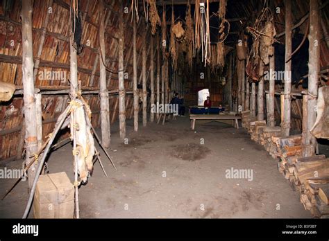 Indian Trappers Furs Hung Inside The Huron Long House For Curing At The
